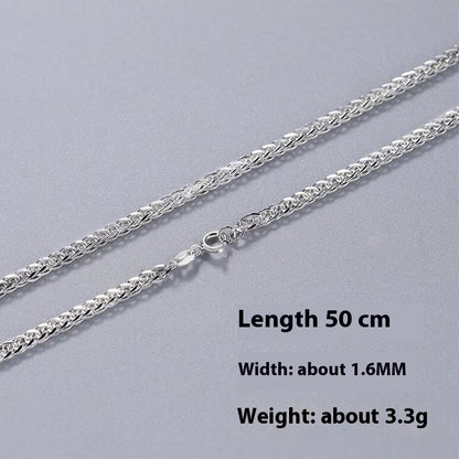 S925 Sterling Silver Necklace Electroplated White Gold Color Snake Bones Chain