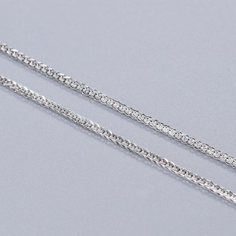 S925 Sterling Silver Necklace Electroplated White Gold Color Snake Bones Chain